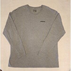 Patagonia Shirt Mens XXL Long Sleeve Crew Neck‎ Gray Poly Cotton Blend Logo